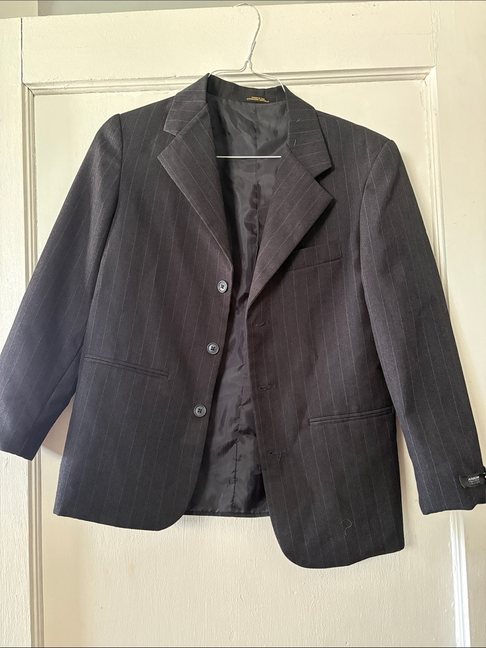 Arrow Men's Black Pinstripe Sport Coat Blazer